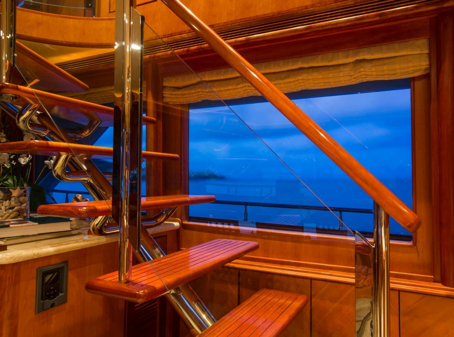 a wooden structure with a railing aboard MAGICAL DAYS Yacht for Sale