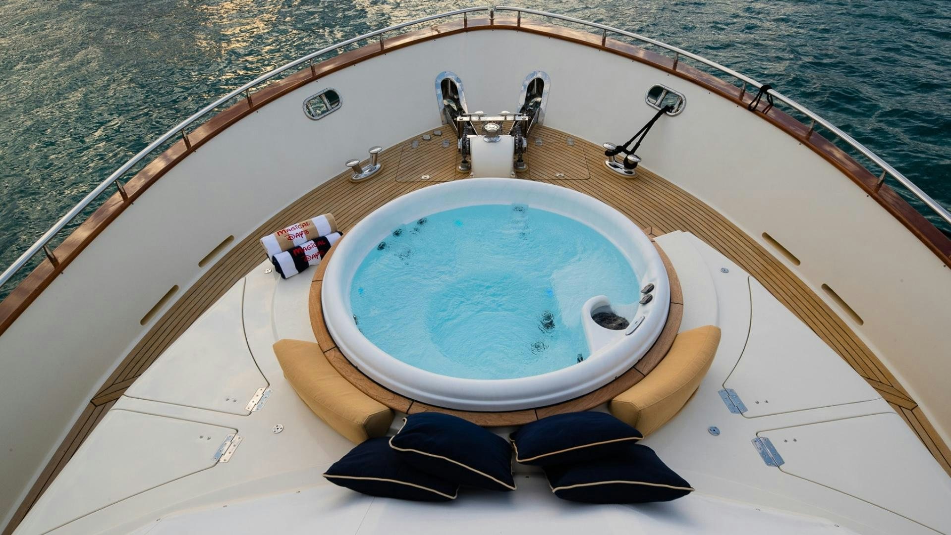 a swimming pool on a boat aboard MAGICAL DAYS Yacht for Sale
