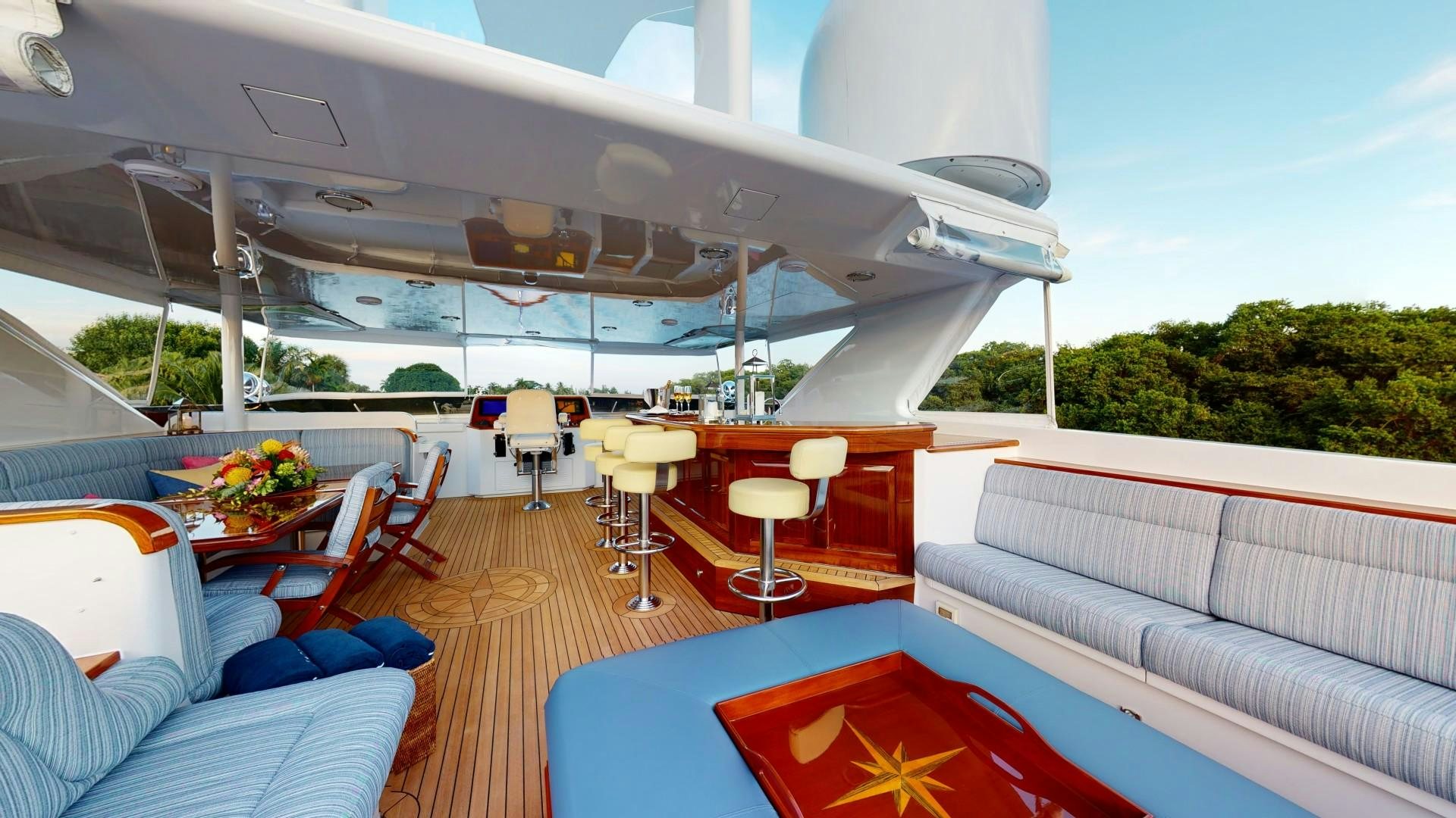 inside of a tent aboard PATRIOT Yacht for Sale