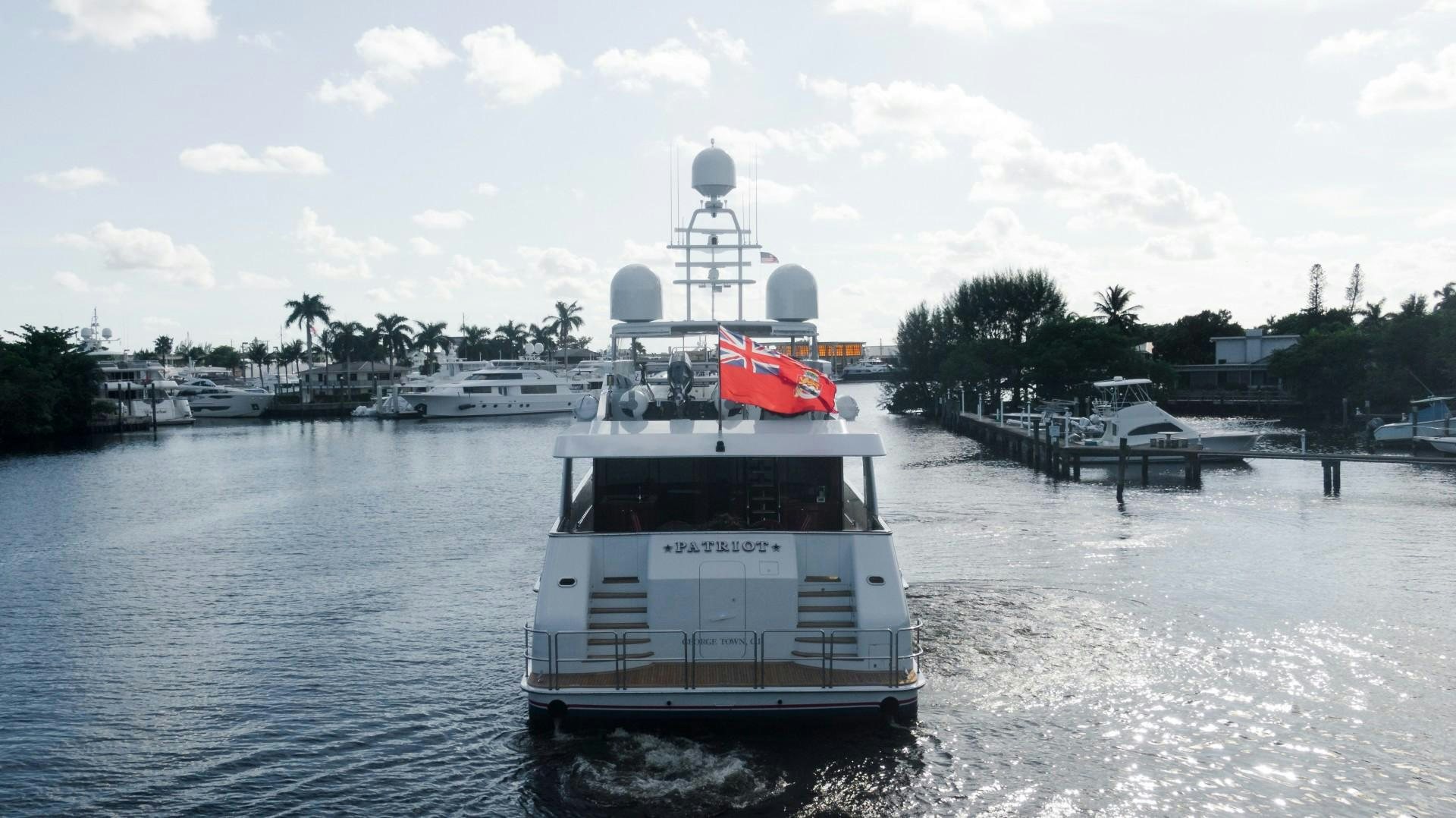 a ferry on the water aboard PATRIOT Yacht for Sale