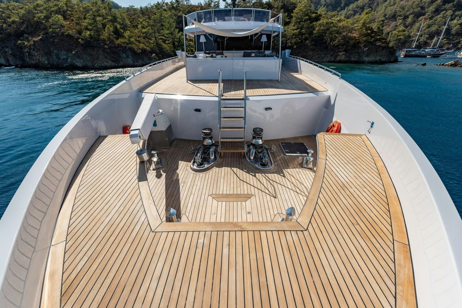 a boat on the water aboard OCEAN BREEZE Yacht for Sale