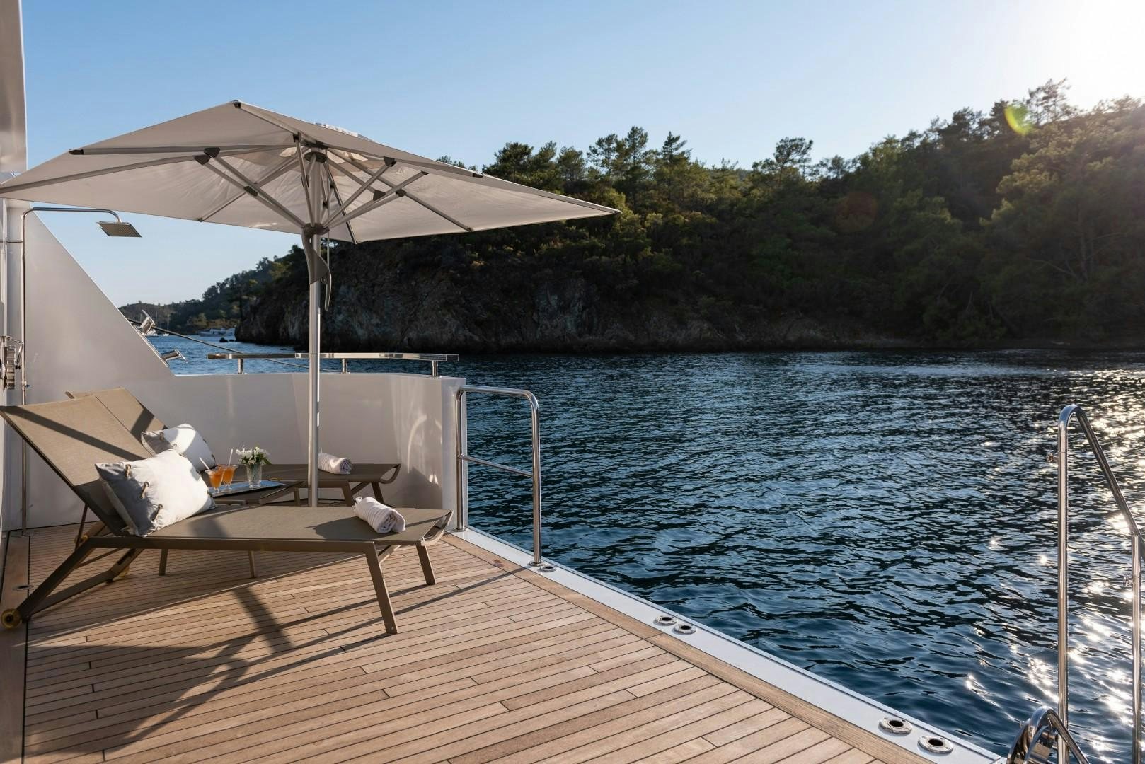 a boat on the water aboard OCEAN BREEZE Yacht for Sale