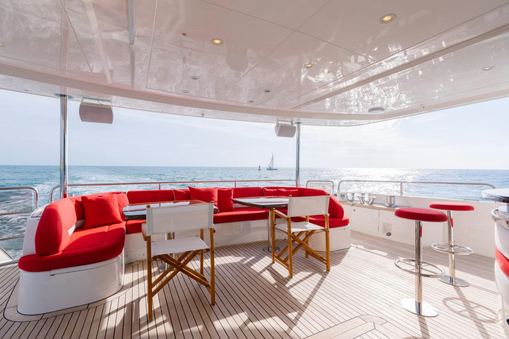 a room with a table and chairs aboard LOVE N LIFE Yacht for Sale