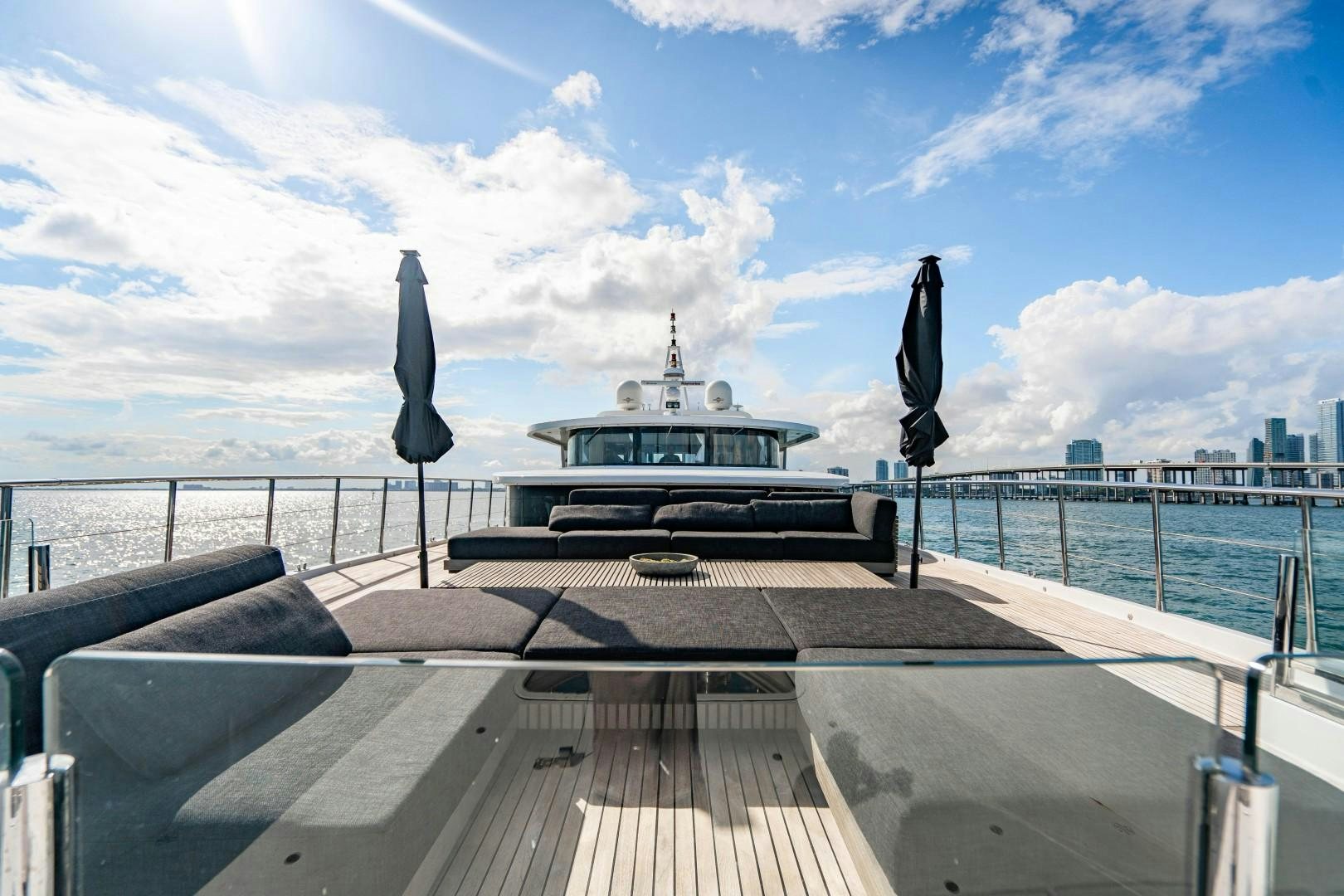 a boat on a dock aboard PRIVILEGE Yacht for Sale
