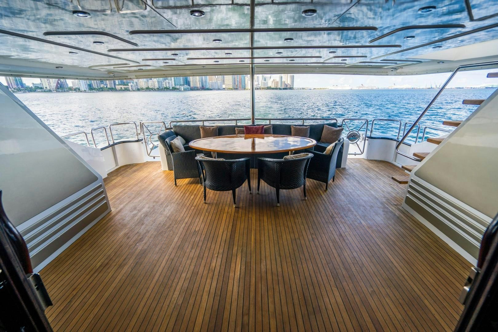 a table on a boat aboard PRIVILEGE Yacht for Sale