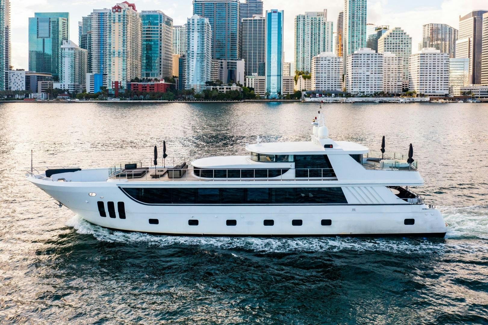 a white yacht in the water aboard PRIVILEGE Yacht for Sale