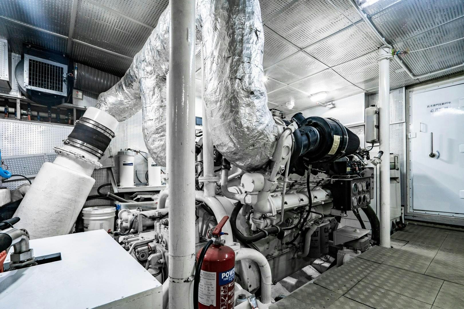 a large white pipe in a room aboard PRIVILEGE Yacht for Sale