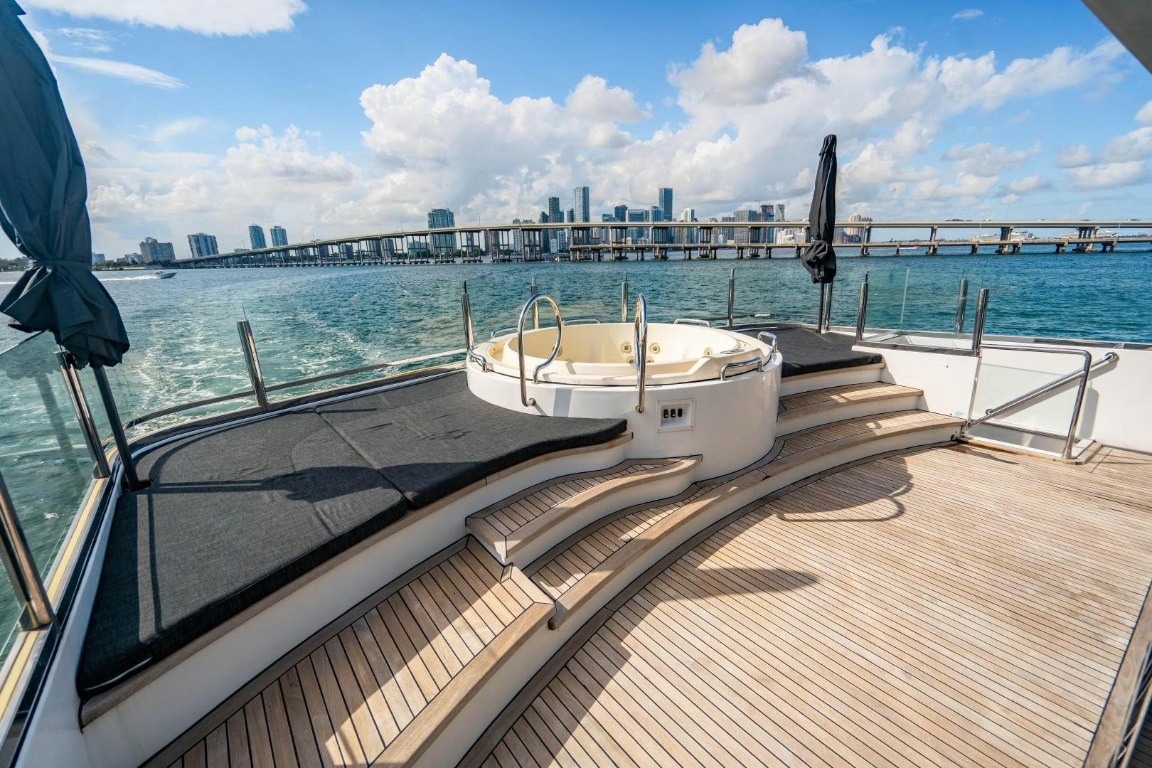 a boat on a deck aboard PRIVILEGE Yacht for Sale