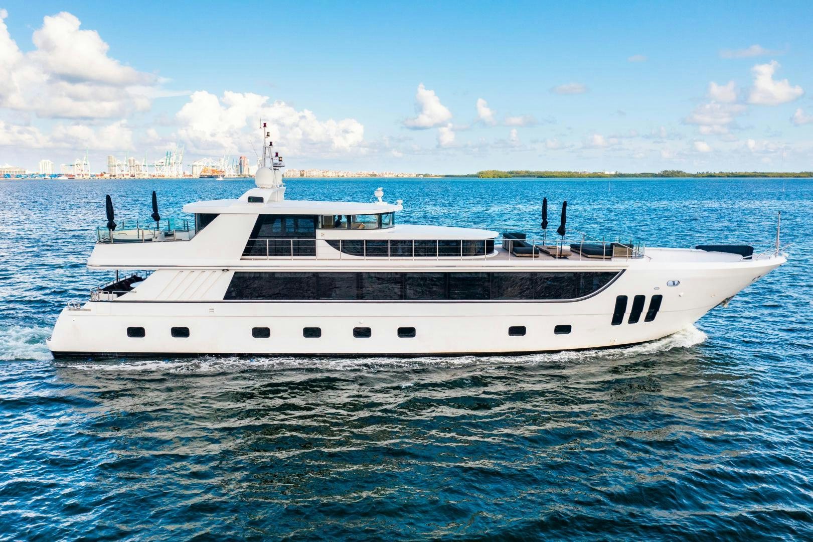 a white yacht in the water aboard PRIVILEGE Yacht for Sale