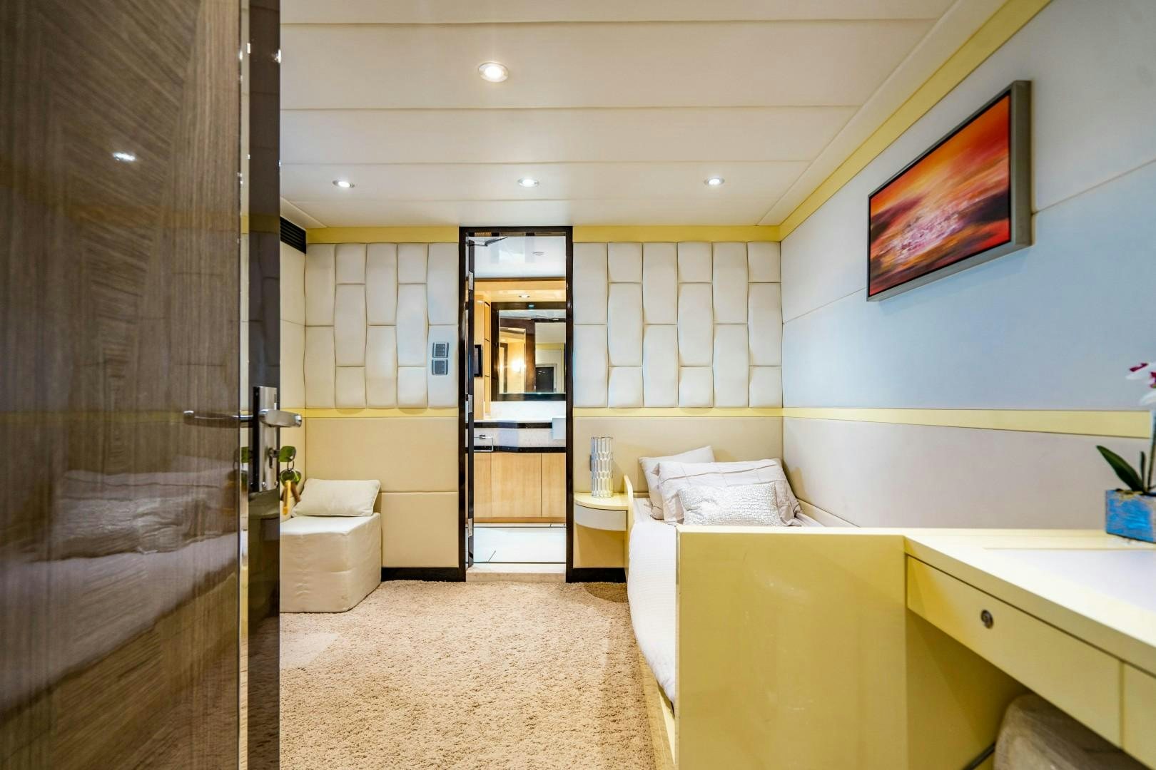 a bathroom with a tub sink and a shower unit aboard PRIVILEGE Yacht for Sale