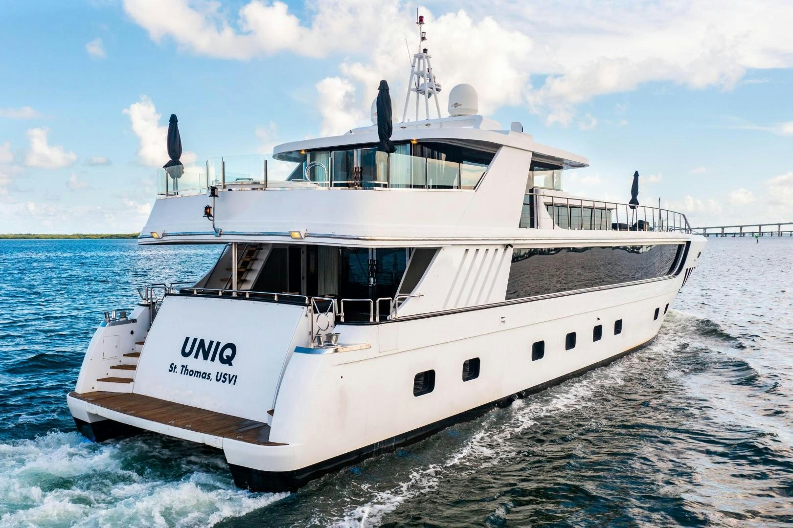 a white boat on the water aboard PRIVILEGE Yacht for Sale