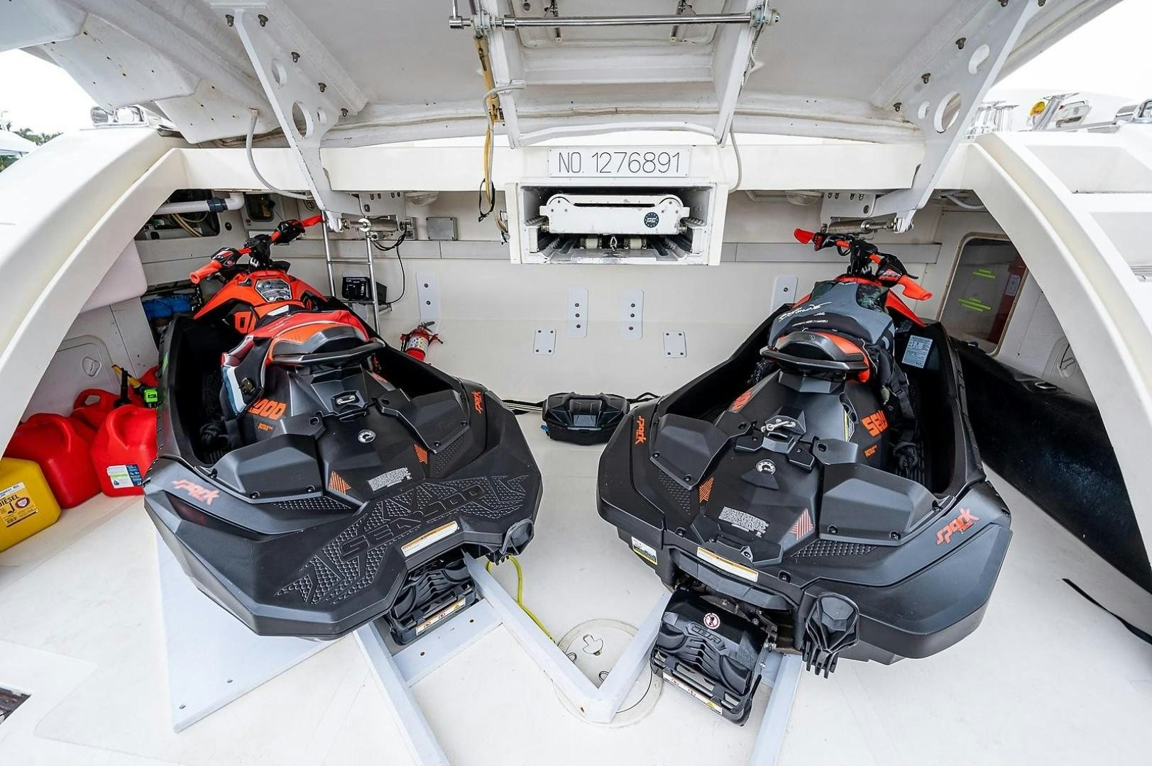 a car with a hood open aboard CASSINELLA Yacht for Sale