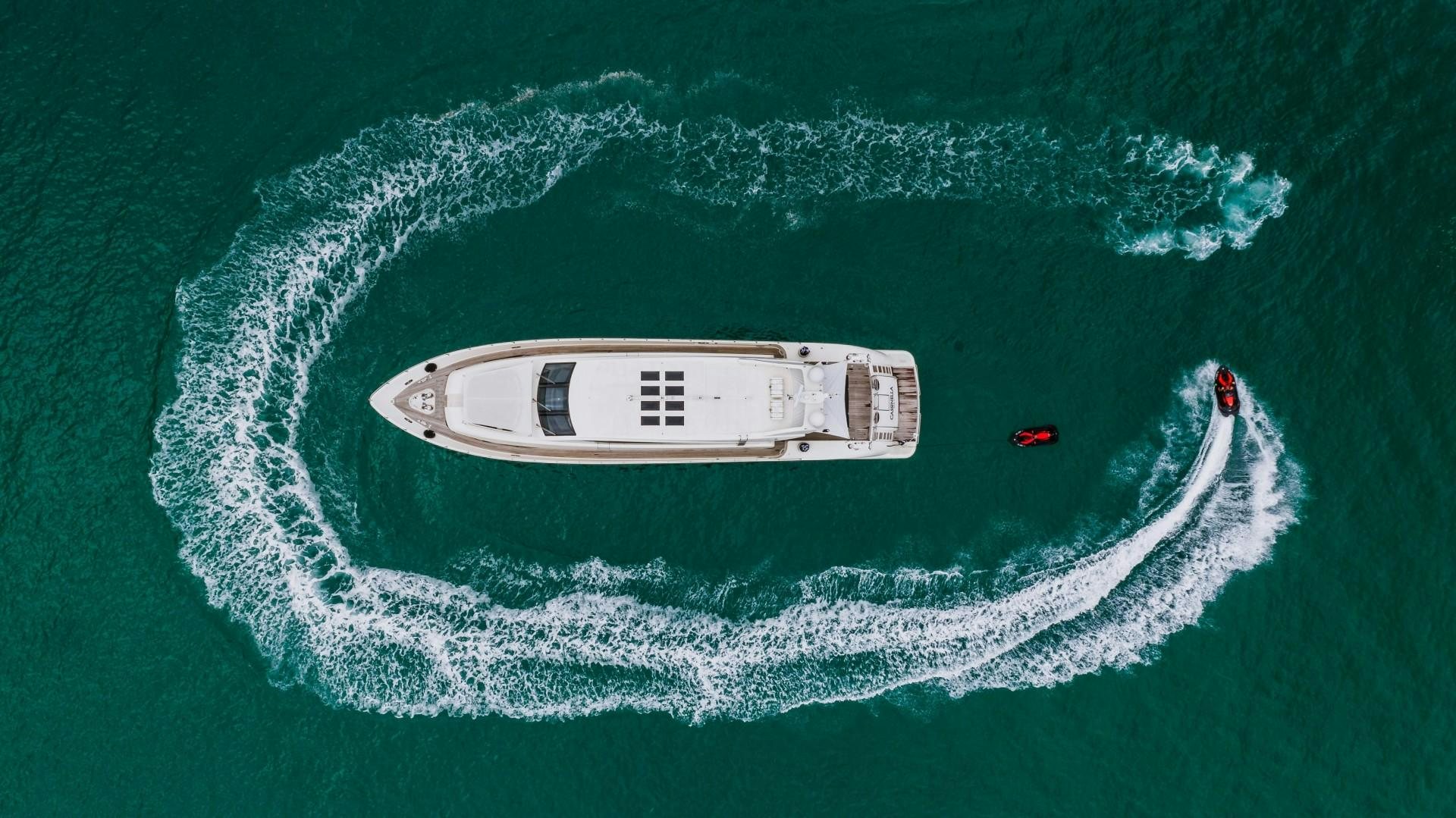 a boat in the ocean aboard CASSINELLA Yacht for Sale