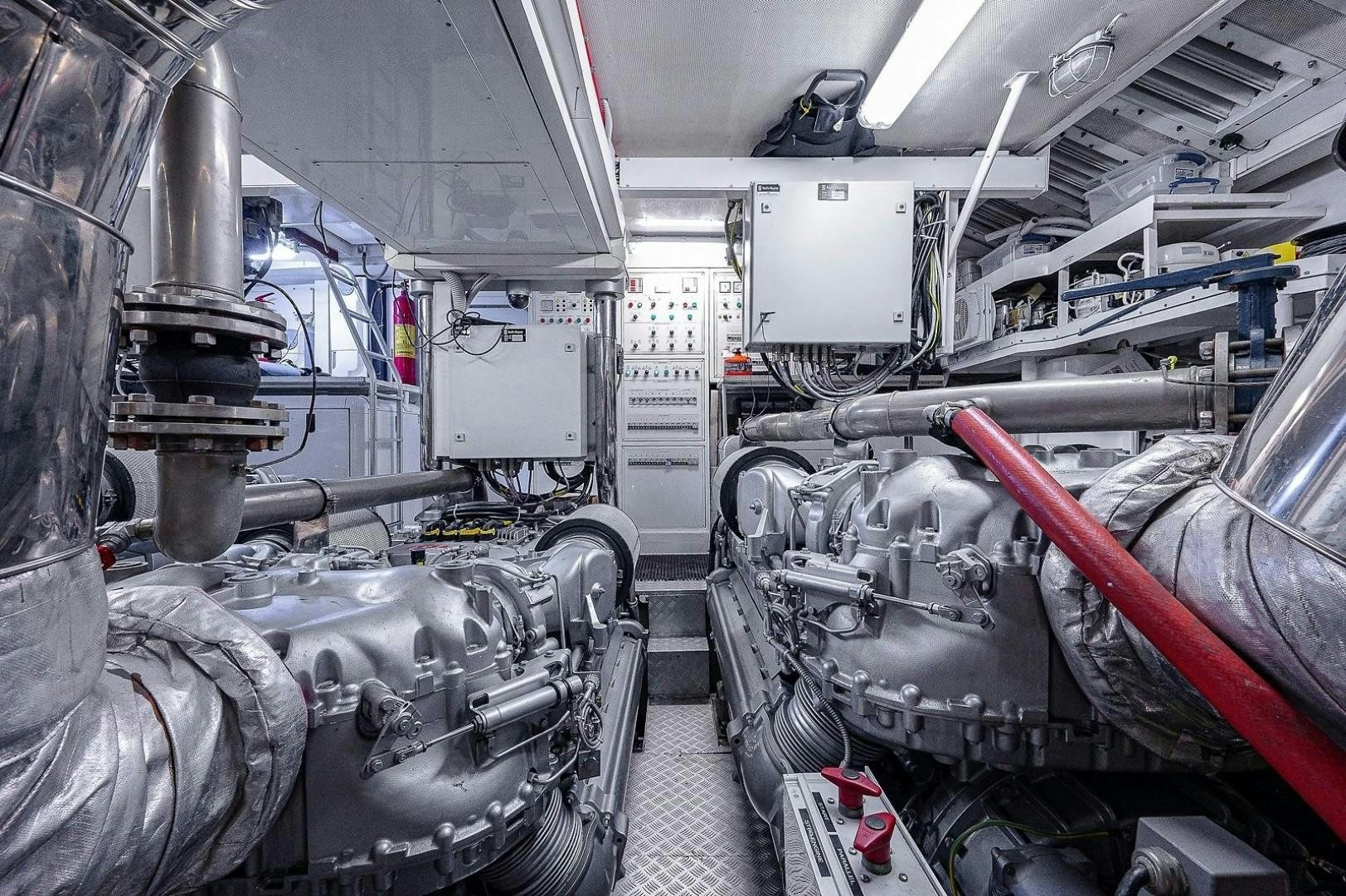 a large machine with pipes aboard CASSINELLA Yacht for Sale