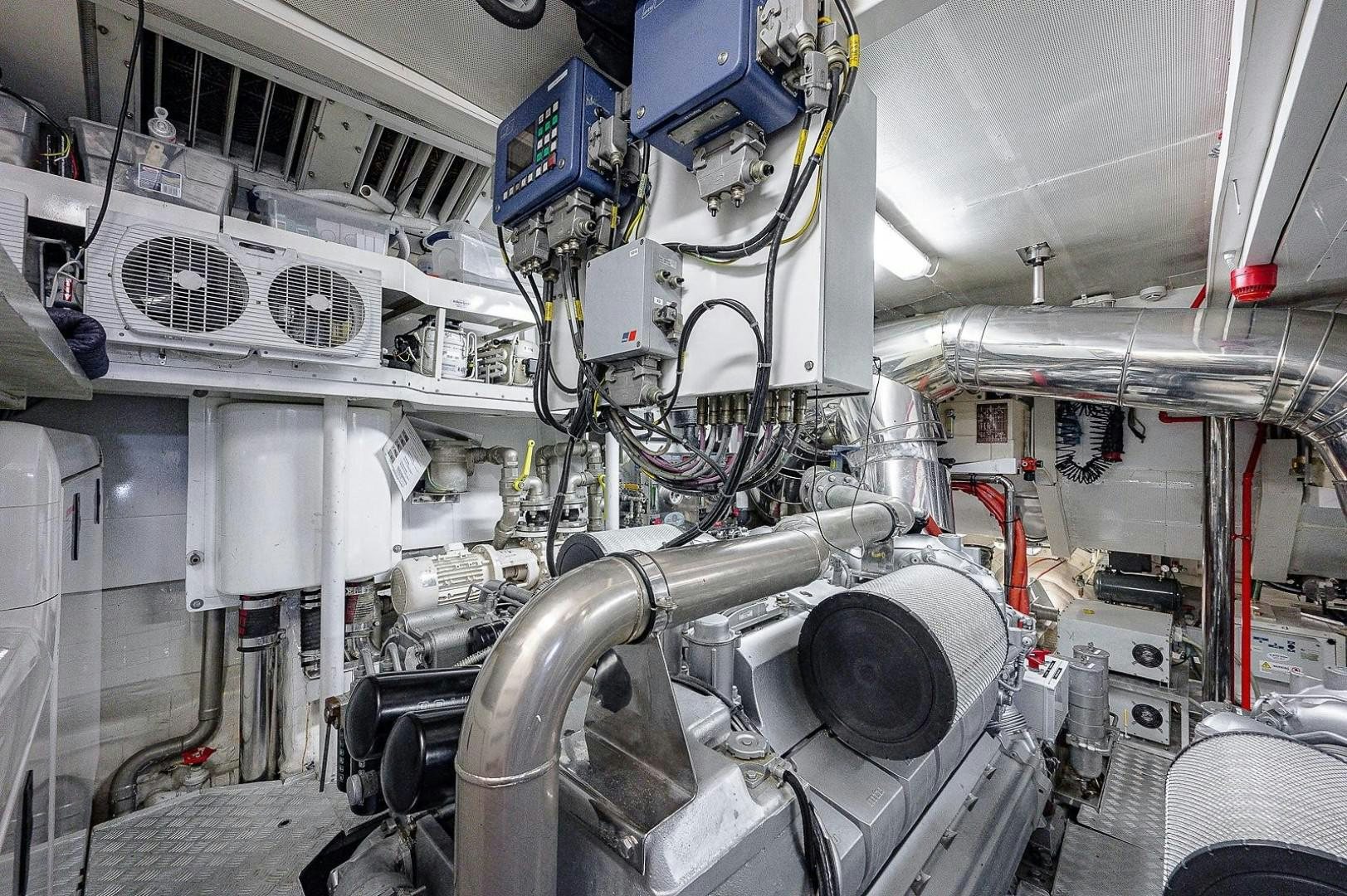 a large room with machinery aboard CASSINELLA Yacht for Sale