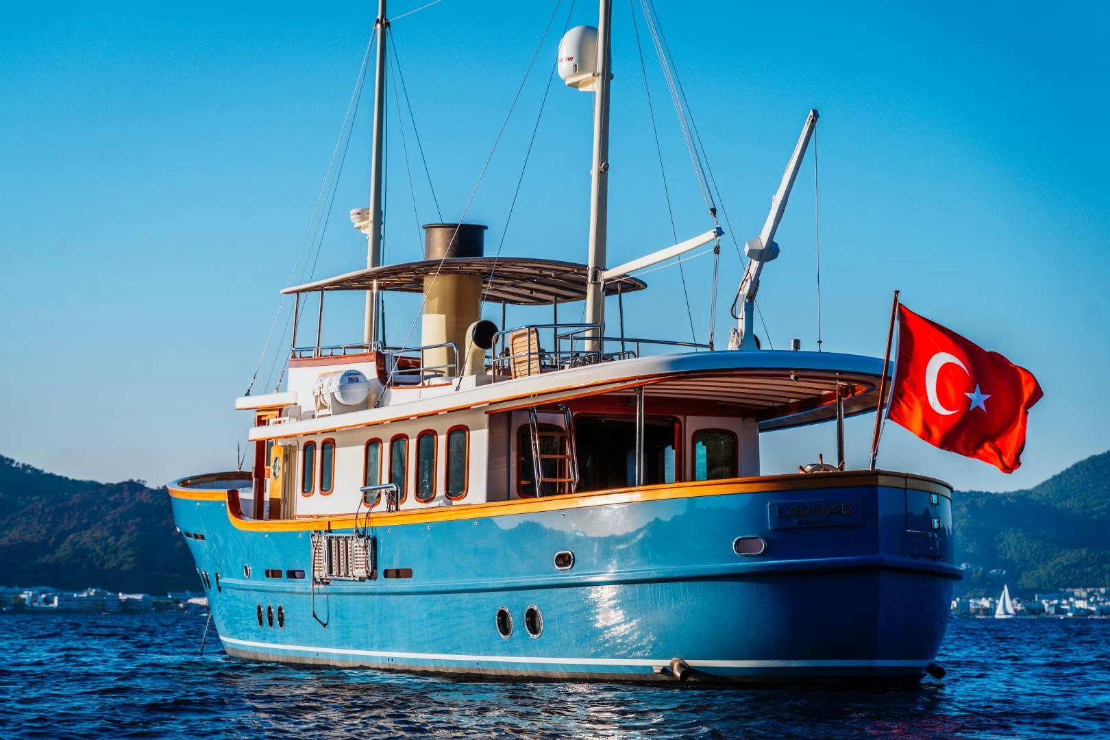 a boat on the water aboard LARIMAR Yacht for Sale