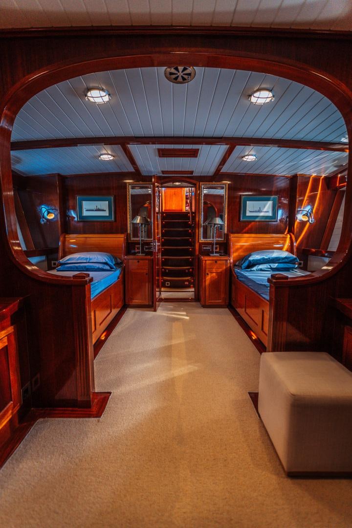a room with bunk beds aboard LARIMAR Yacht for Sale