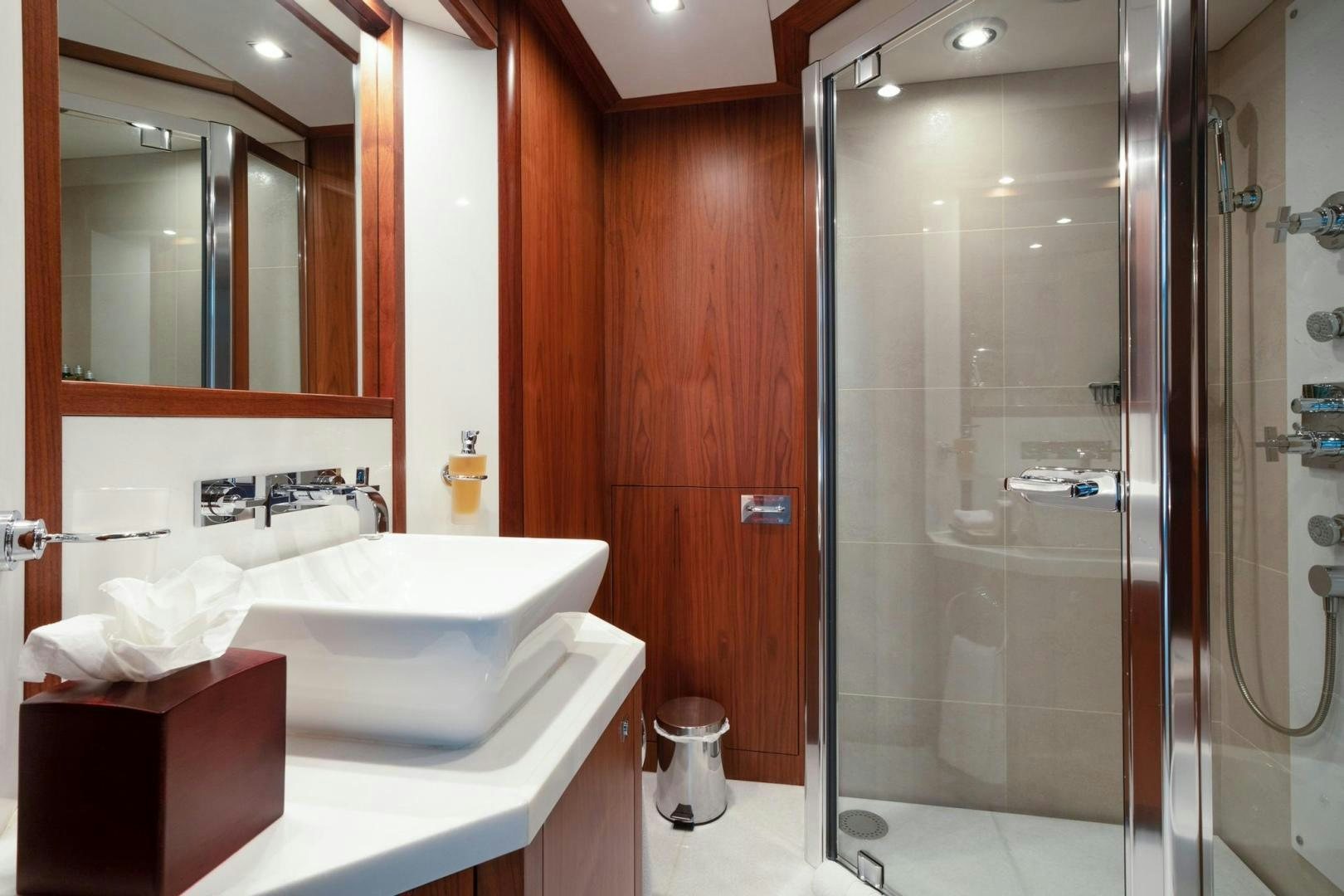 a bathroom with a large sink aboard ACACIA Yacht for Sale