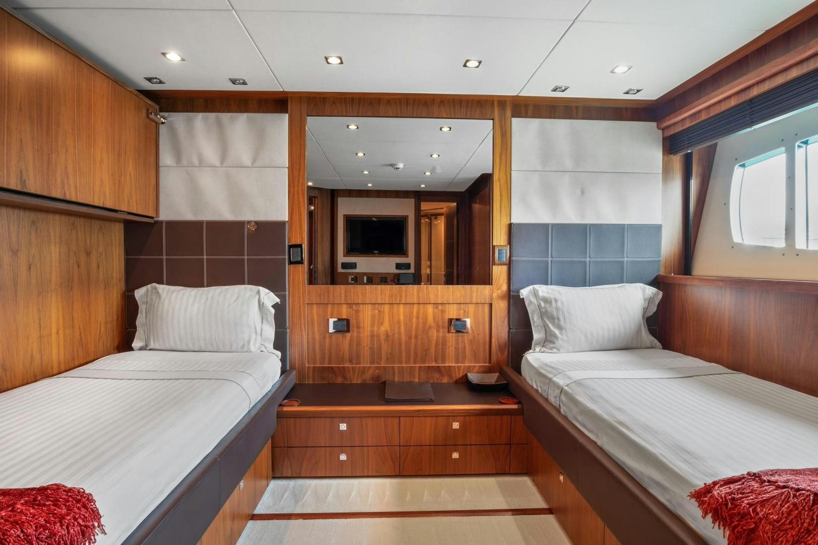 a room with two beds aboard ACACIA Yacht for Sale