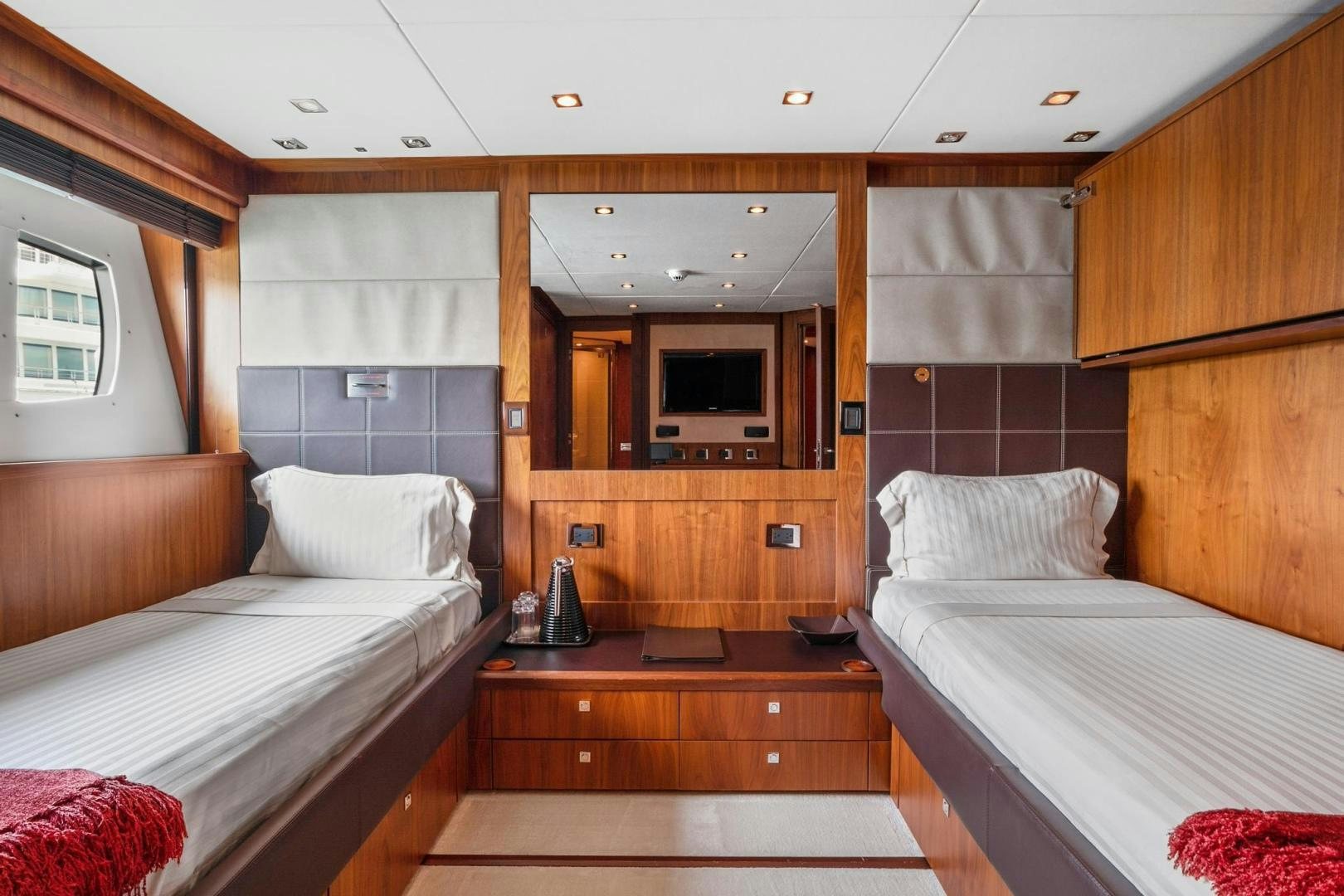 a room with two beds aboard ACACIA Yacht for Sale