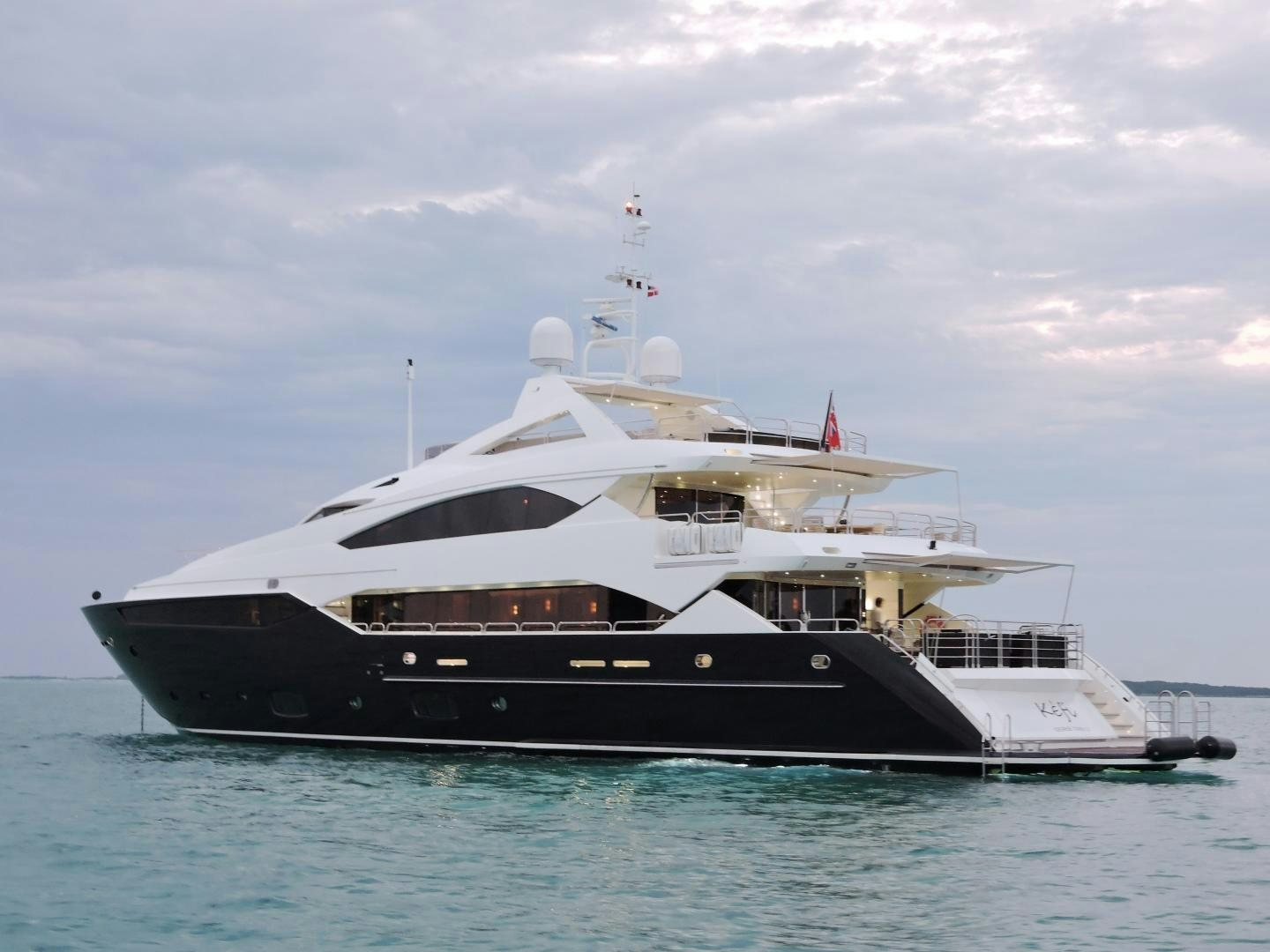 a large ship in the water aboard ACACIA Yacht for Sale