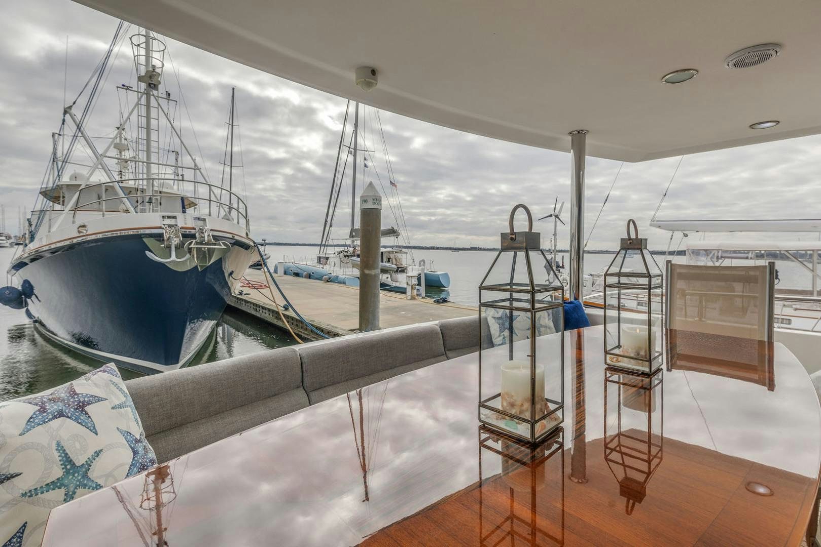 a boat on a deck aboard LADY GIGI Yacht for Sale