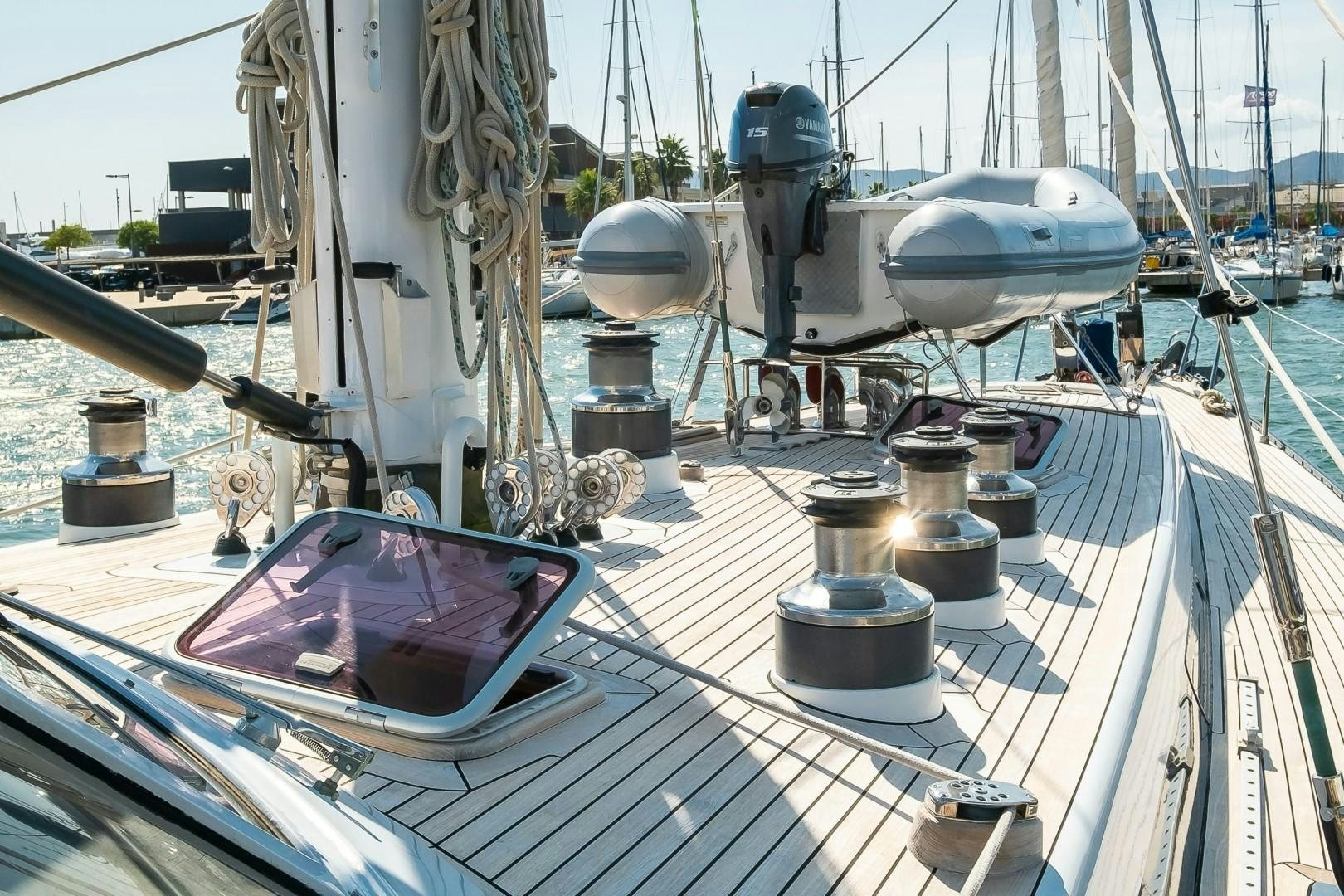 a large machine on a dock aboard ARQUIMEDES Yacht for Sale