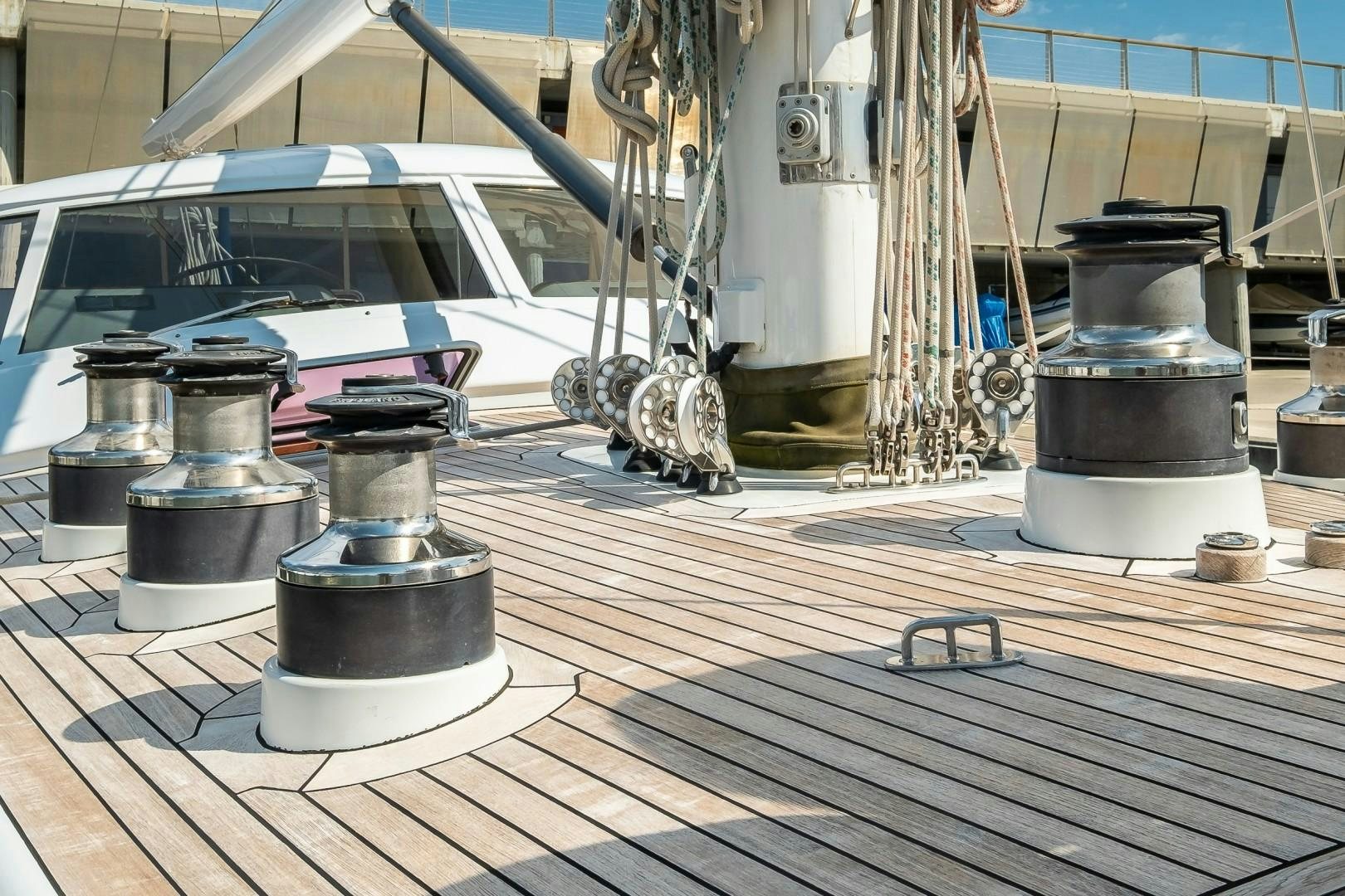 a boat on a dock aboard ARQUIMEDES Yacht for Sale