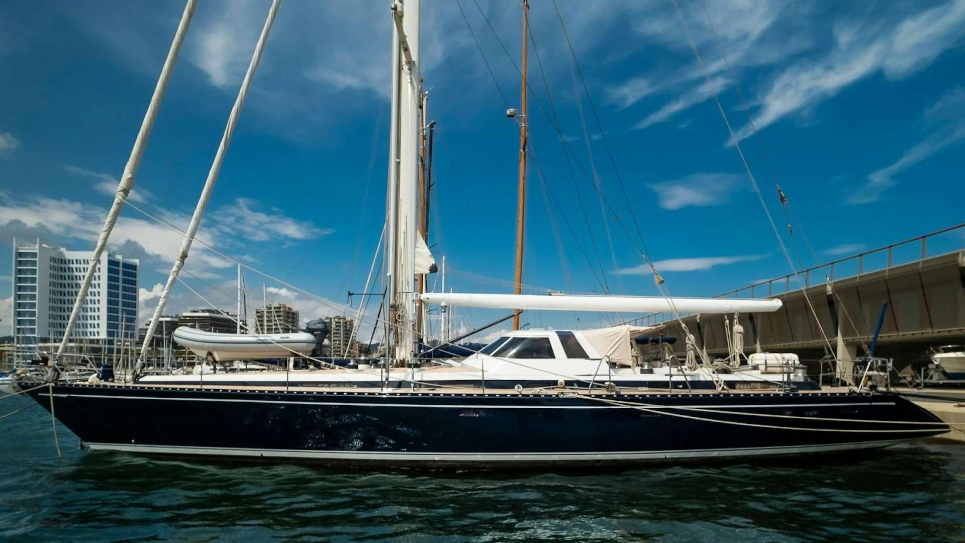 a boat on the water aboard Arquimedes Yacht for Sale