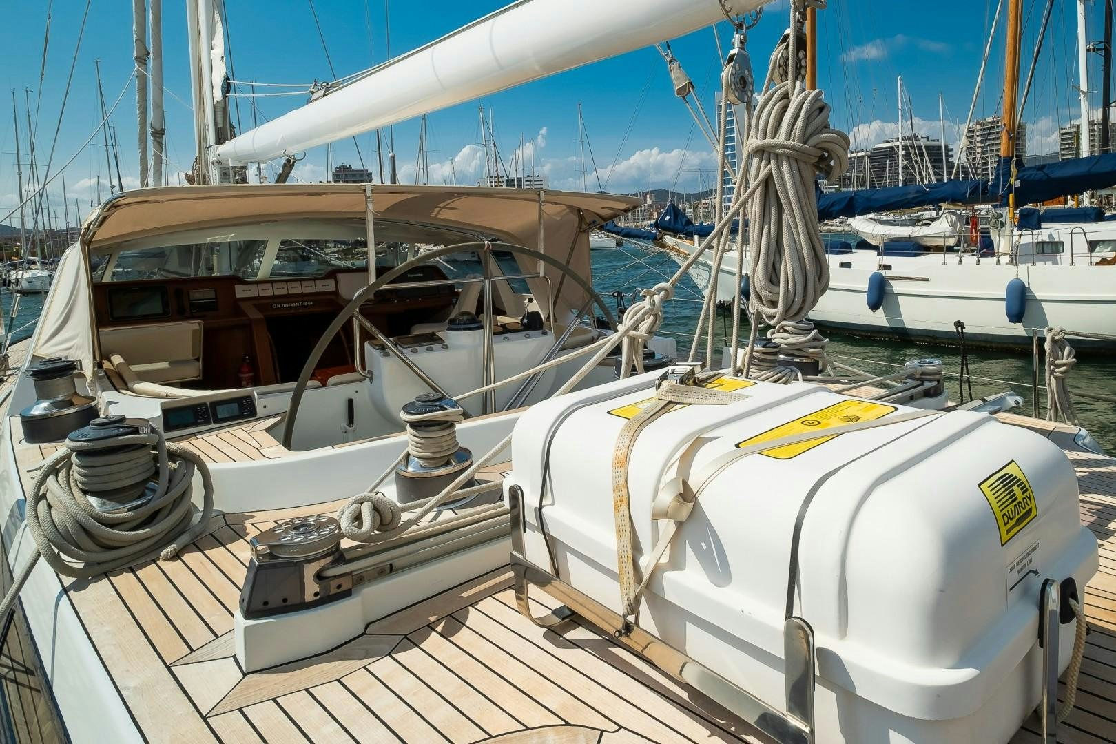 a boat is parked on the dock aboard ARQUIMEDES Yacht for Sale