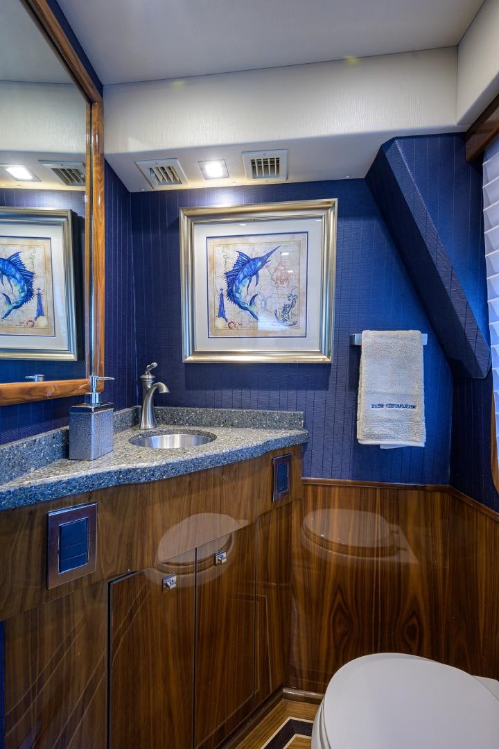 a bathroom with a sink and a toilet aboard Renegade Yacht for Sale