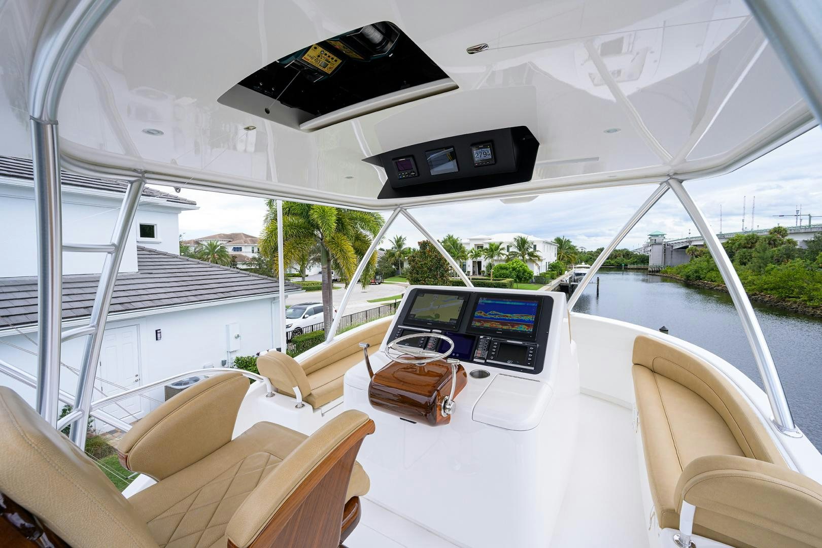 inside of a car aboard Renegade Yacht for Sale