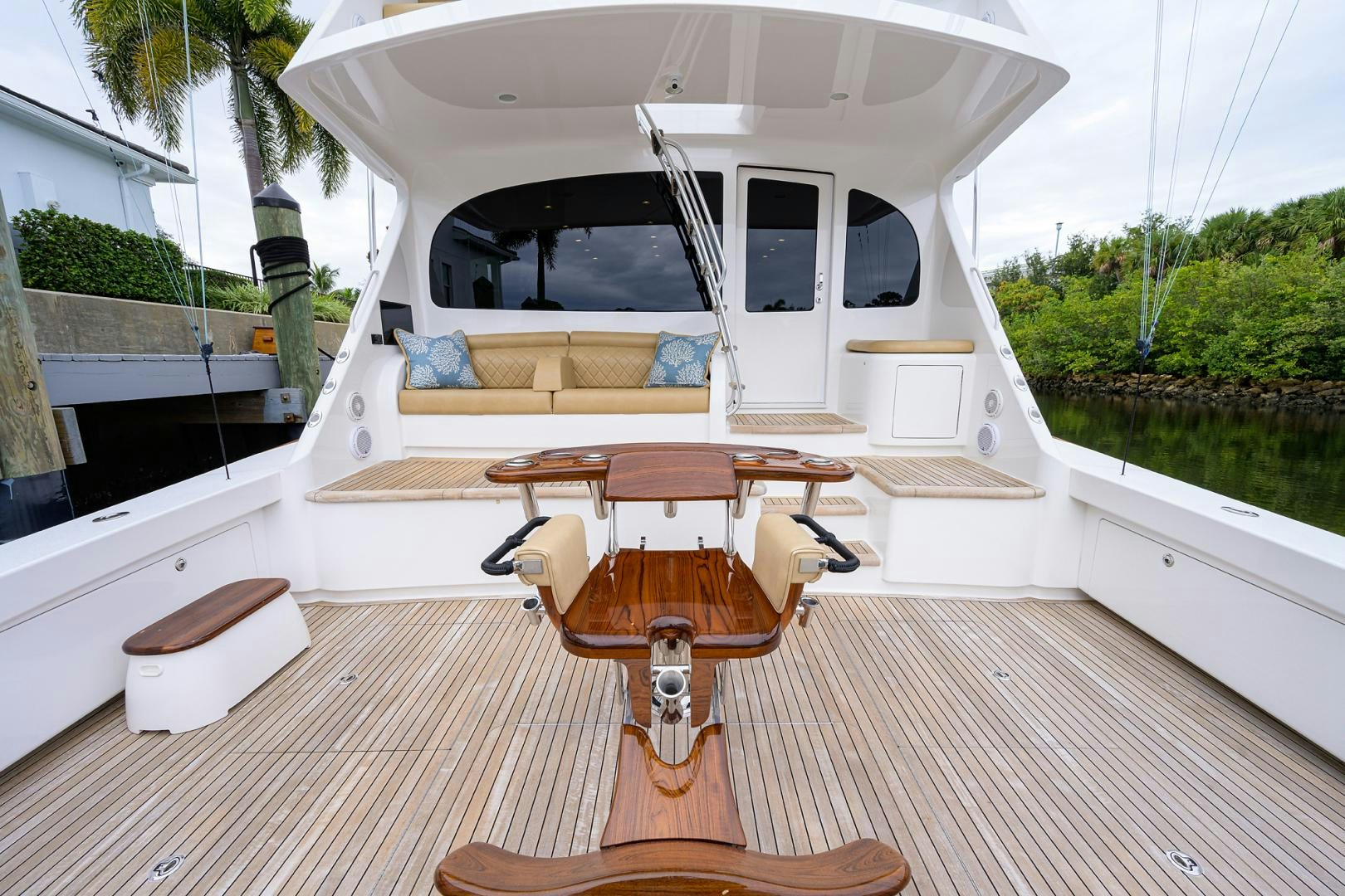 a boat on a deck aboard Renegade Yacht for Sale