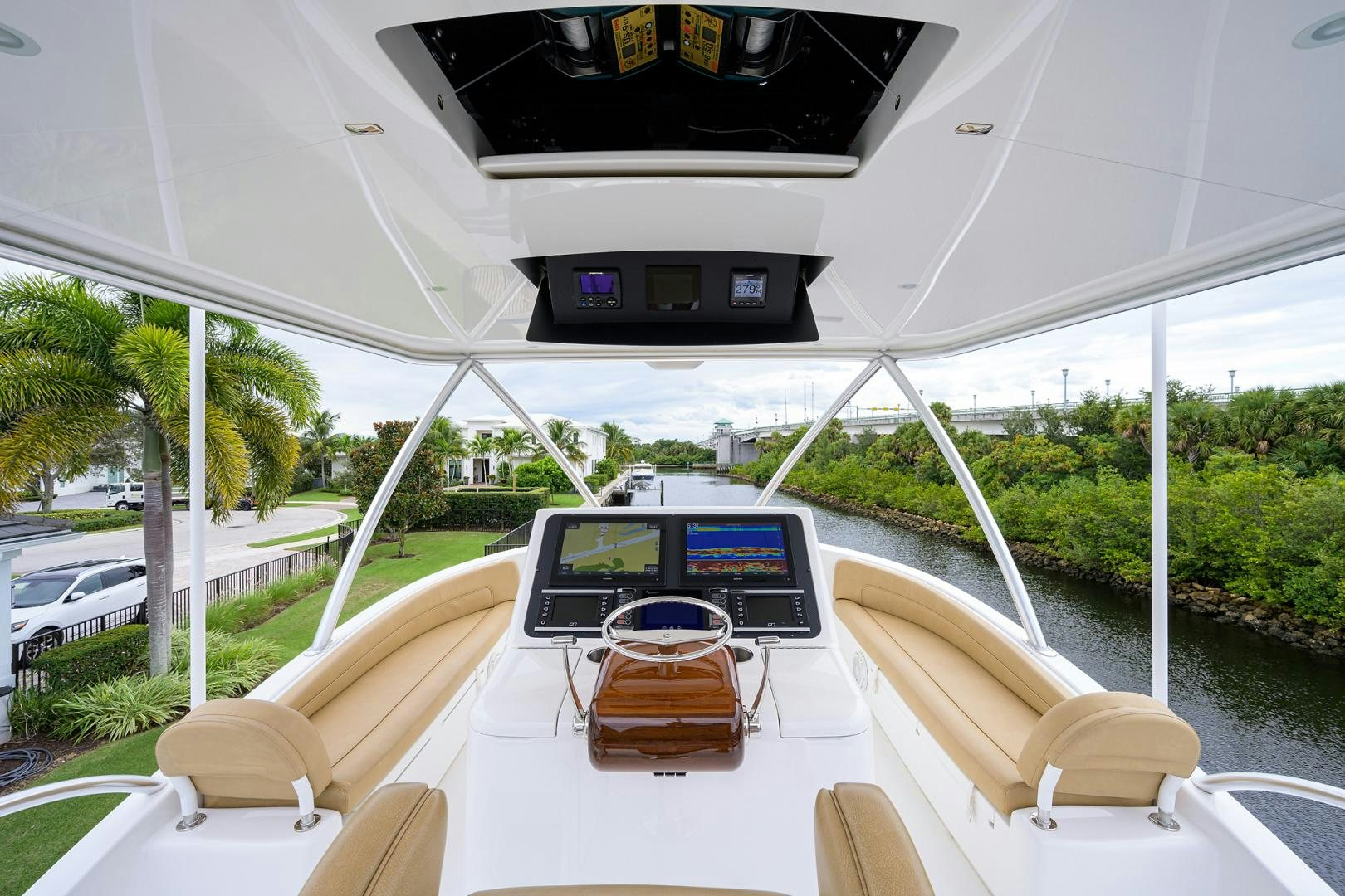 inside of a car aboard Renegade Yacht for Sale