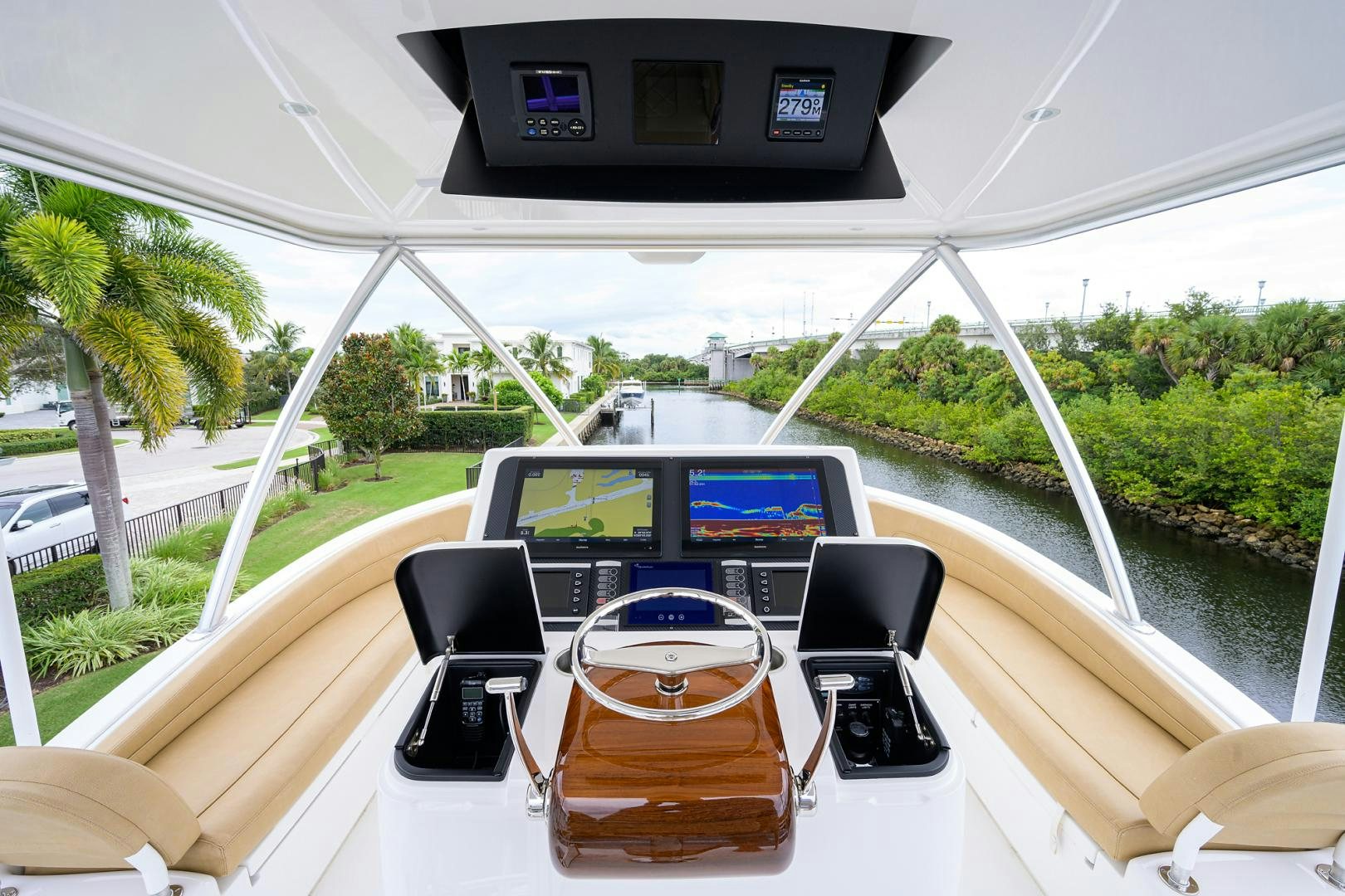 a car on a road aboard Renegade Yacht for Sale