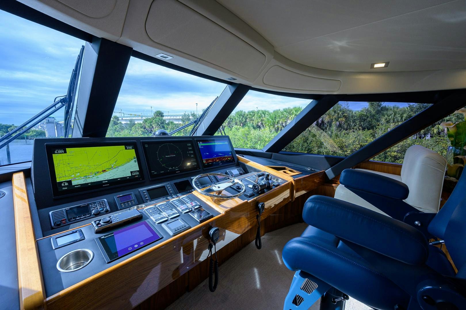 inside of a car aboard Renegade Yacht for Sale