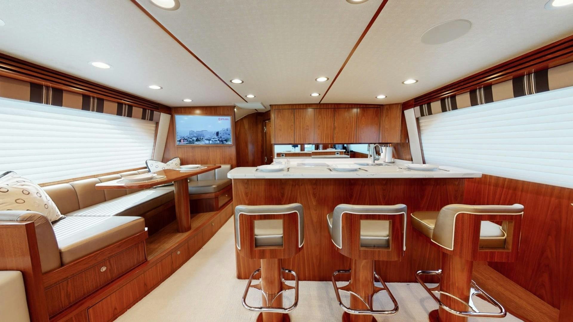 a kitchen and living room aboard WONDER Yacht for Sale