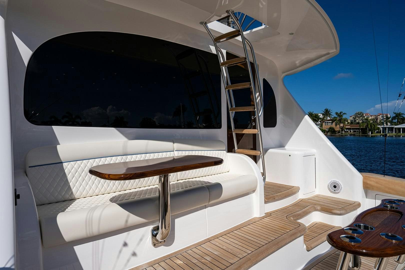 a boat with a flat screen aboard REEL CRAZY Yacht for Sale