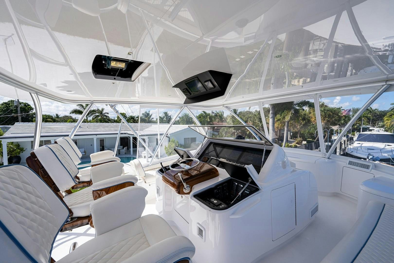 inside of a white tent aboard REEL CRAZY Yacht for Sale