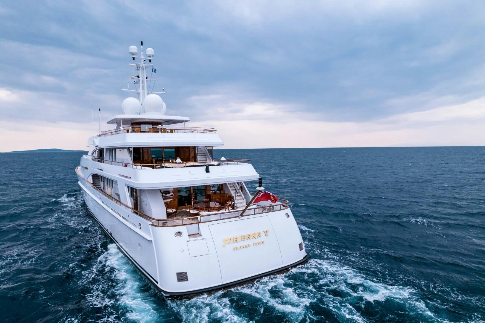 a boat on the water aboard FARIBANA V Yacht for Sale