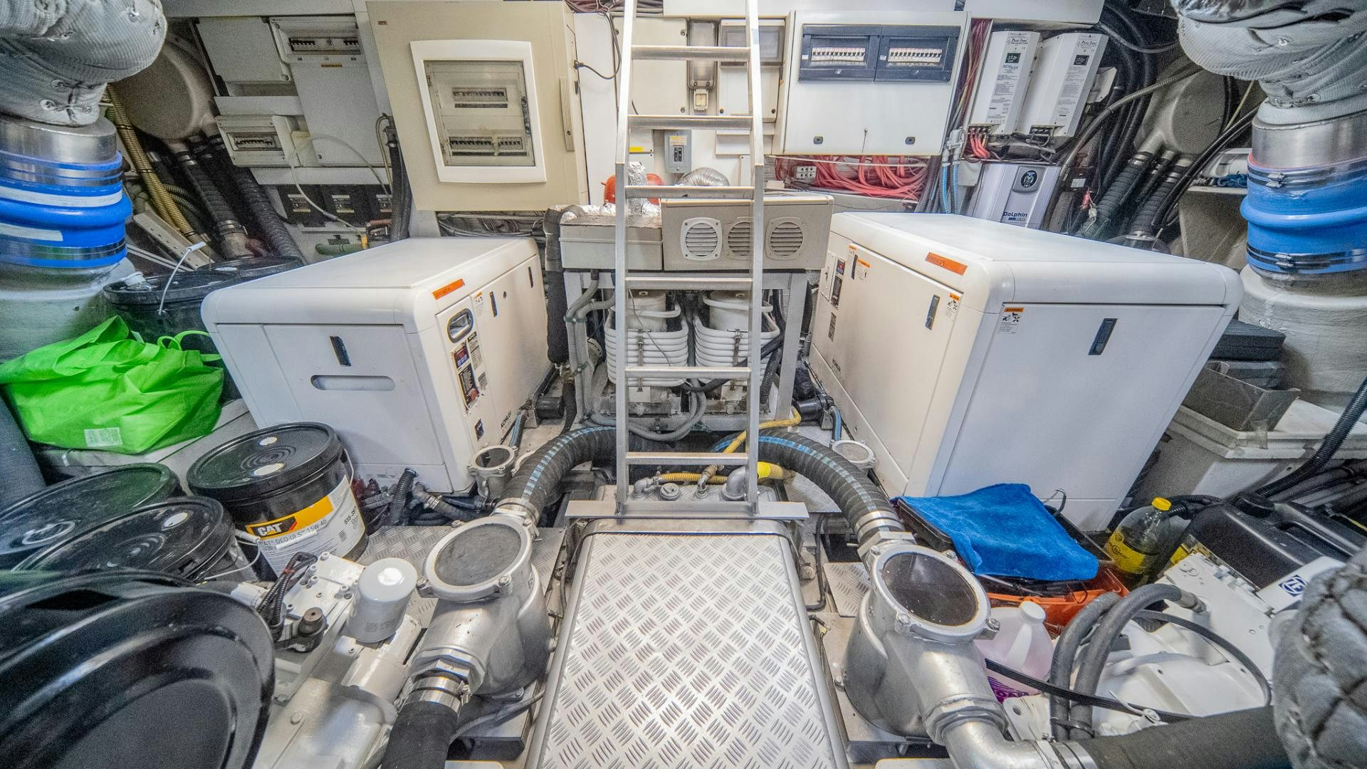 a room with machinery and tools aboard GOOD LACK Yacht for Sale