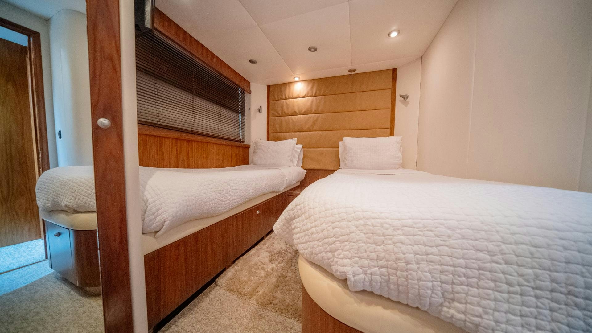 a room with two beds aboard GOOD LACK Yacht for Sale