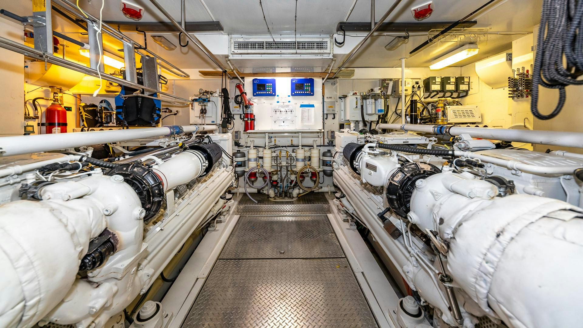 a room with several white machines aboard HOPE FLOATS Yacht for Sale