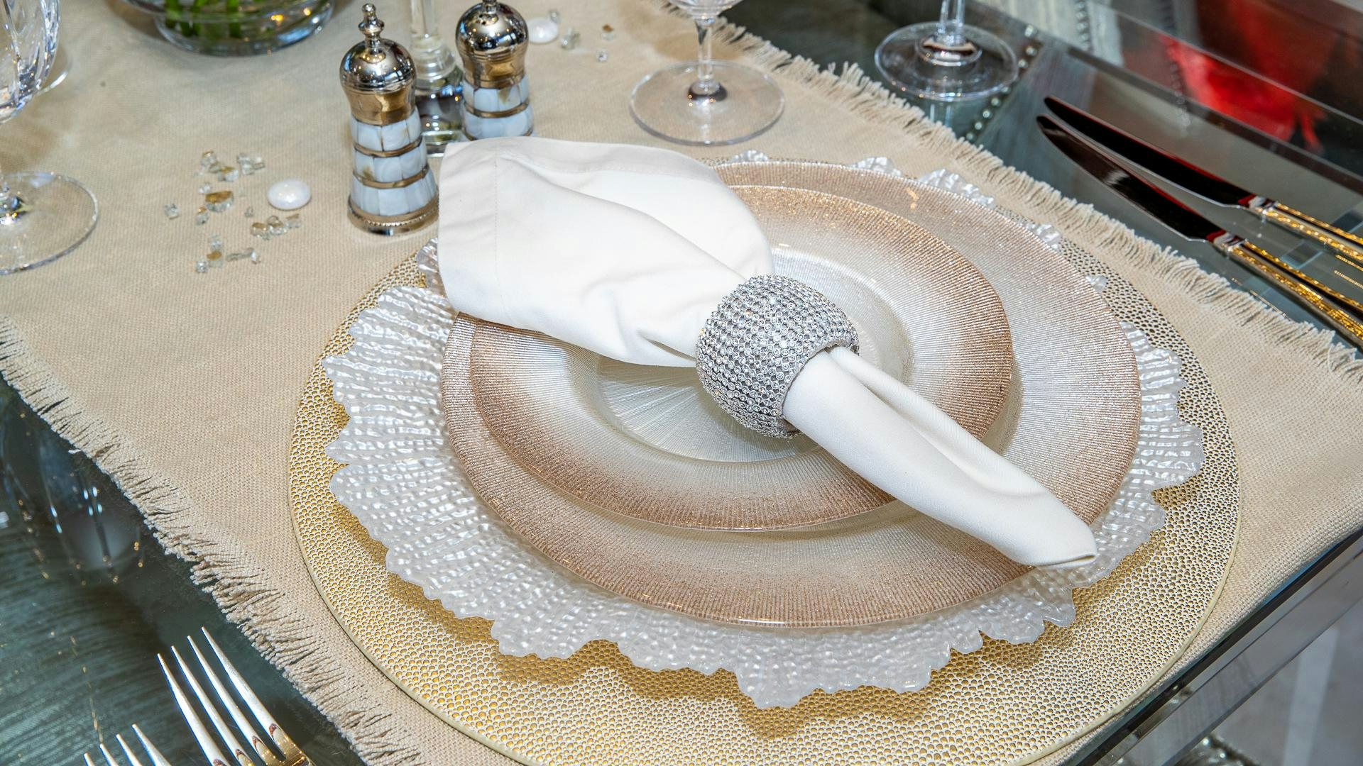 a white towel on a plate aboard HOPE FLOATS Yacht for Sale