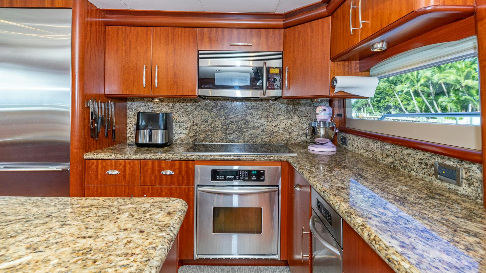 a kitchen with granite counter tops aboard HOPE FLOATS Yacht for Sale