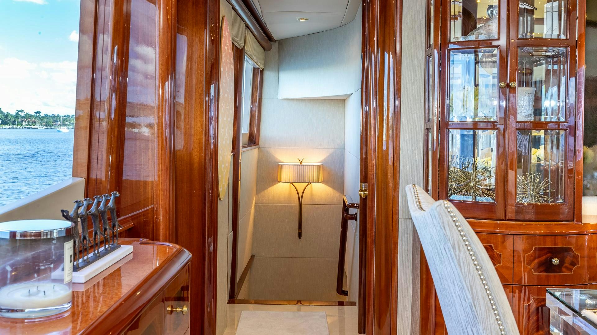 a room with a table and chairs aboard HOPE FLOATS Yacht for Sale