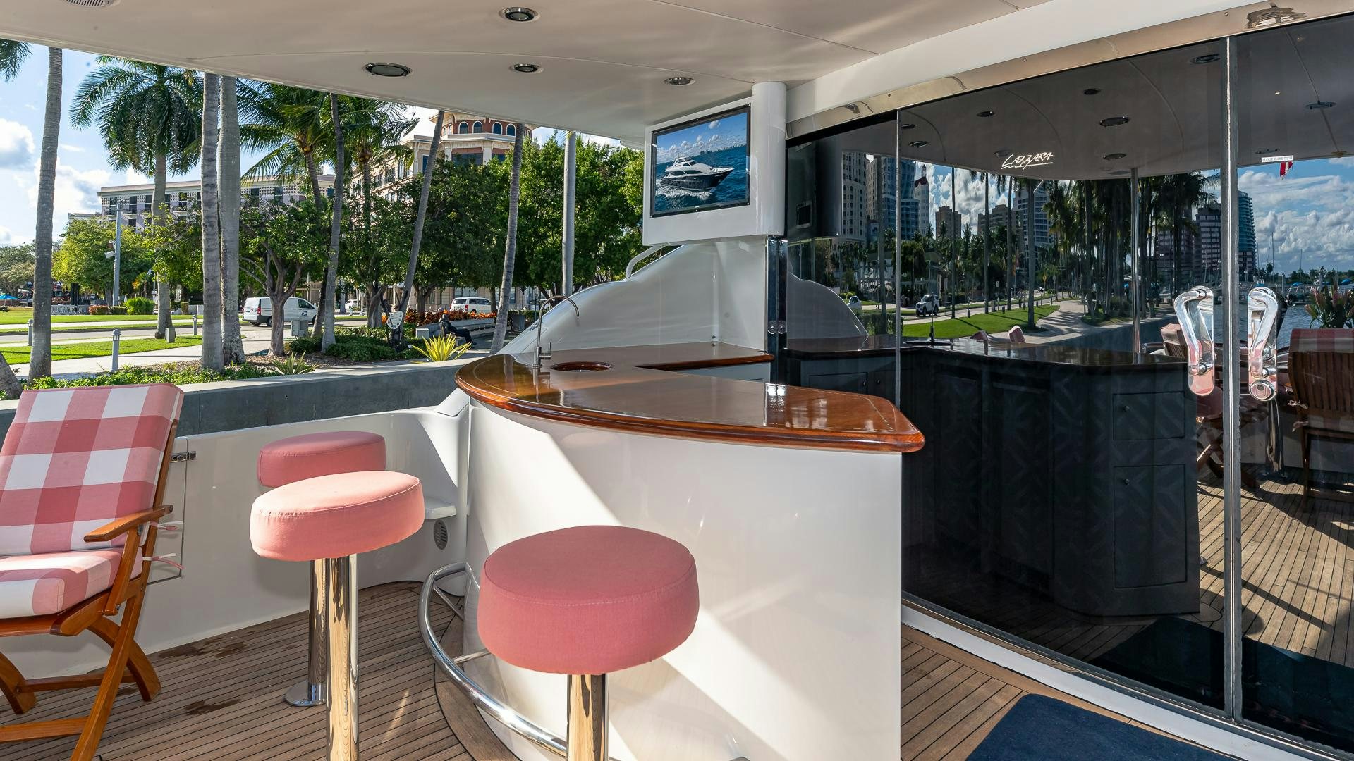 a table and chairs in a room aboard HOPE FLOATS Yacht for Sale