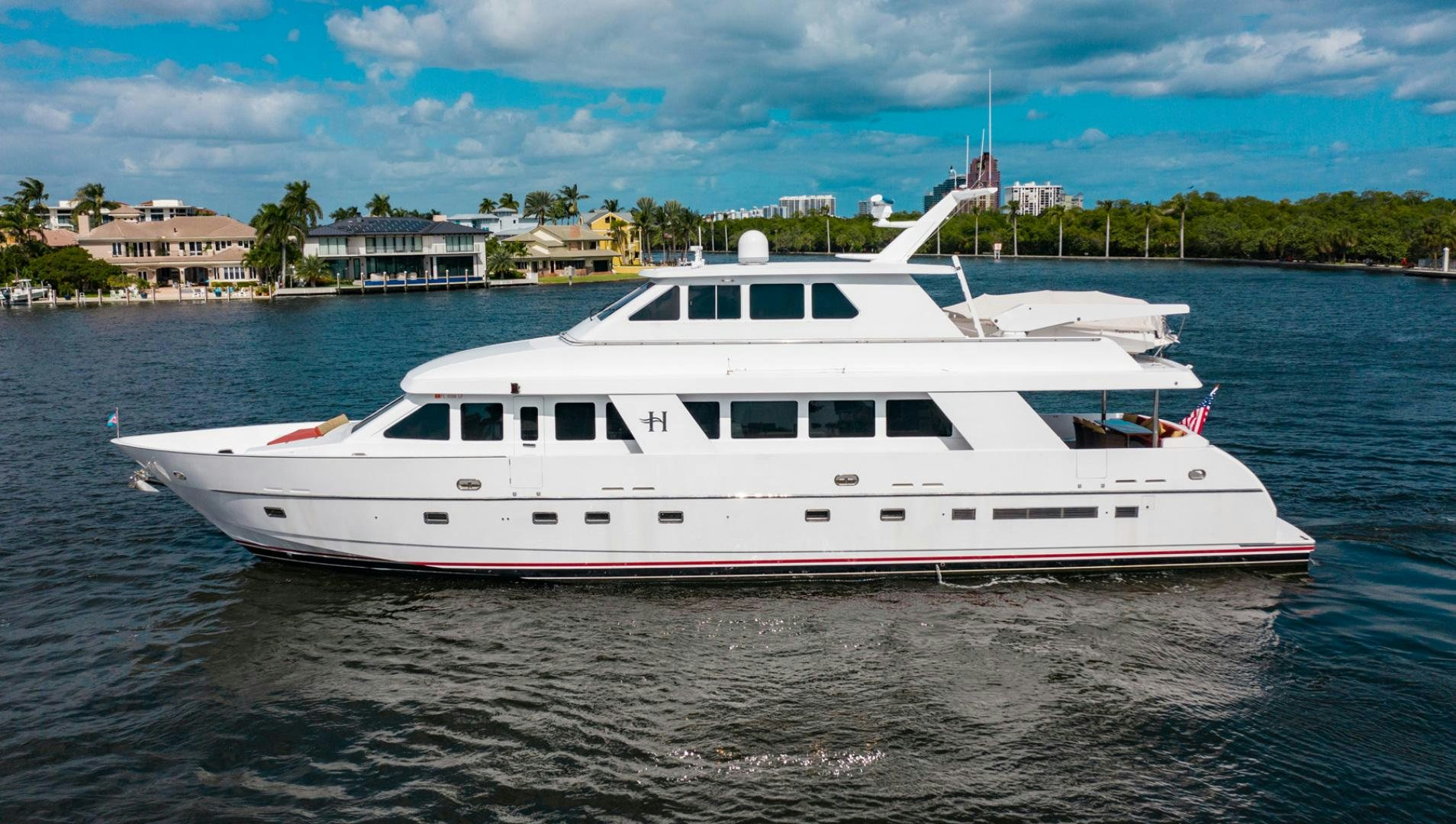 a white boat on the water aboard BOXES II Yacht for Sale