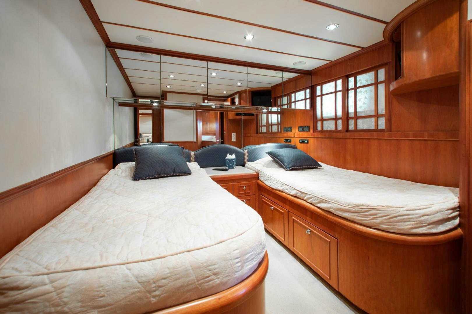 a room with bunk beds aboard BOXES II Yacht for Sale