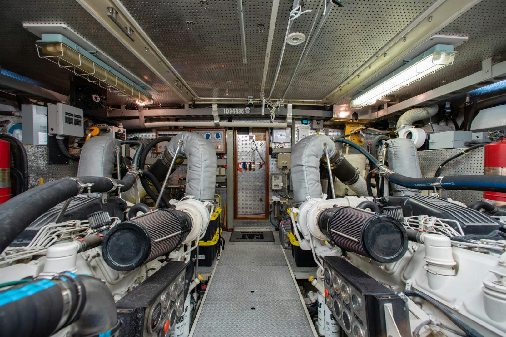 a room with pipes and tubes aboard BOXES II Yacht for Sale